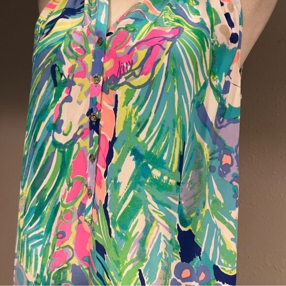 Lilly Pulitzer Bailey Halter Midi Dress 100% Silk size Large - Picture 3 of 15